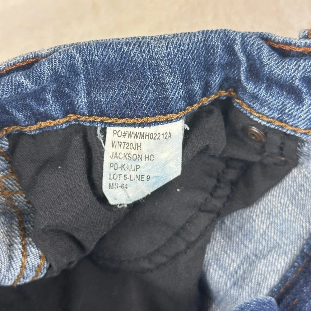 Wrangler Jeans Men Jackson Straight 28x30 Blue Denim Workwear Stained Distressed